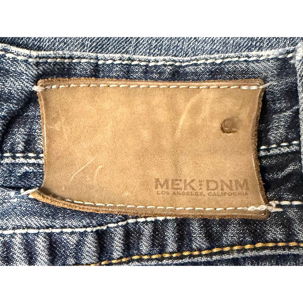 MEK Mens Jean 36x34 Western Slim Boot Raw Hem Distressed Dark Wash Embroidered - Picture 10 of 15